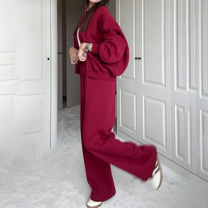Zip Up Jacket Hooded Two-piece Set