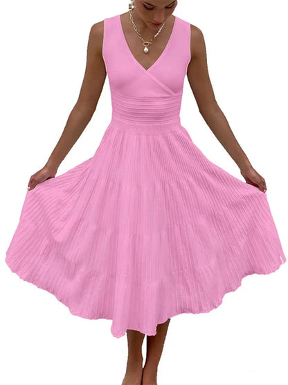 Knit V-neck for Maxi Dress Y2k Backless Knitwear Party Dress Baggy High Waist Summer Female Dress