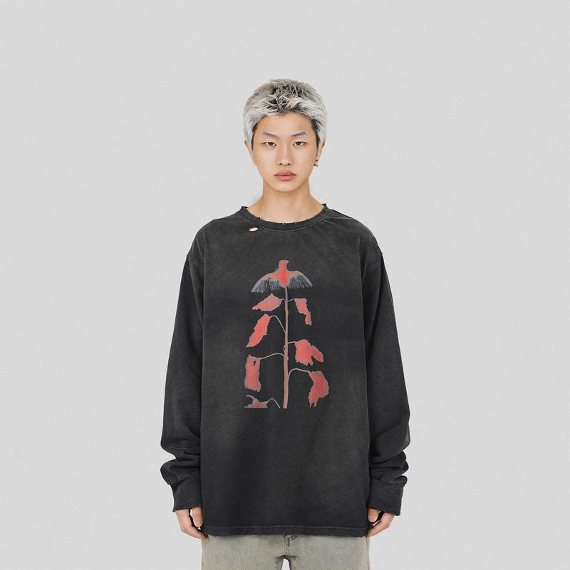 Bird Plant Graphic Sweatshirt