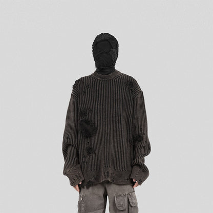 Distressed Ribbed Sweater