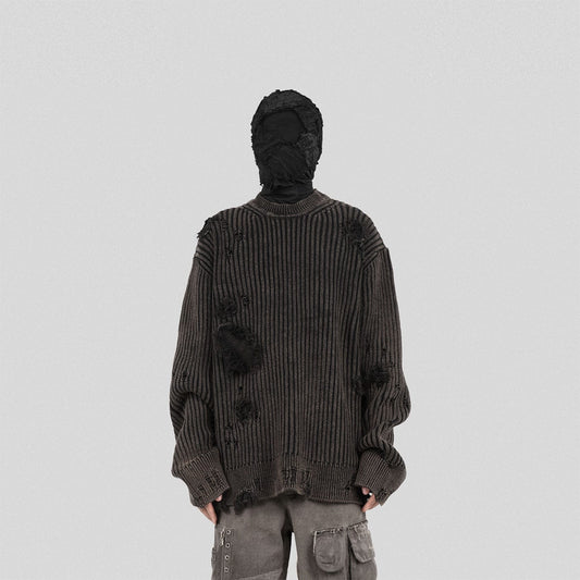 Distressed Ribbed Sweater