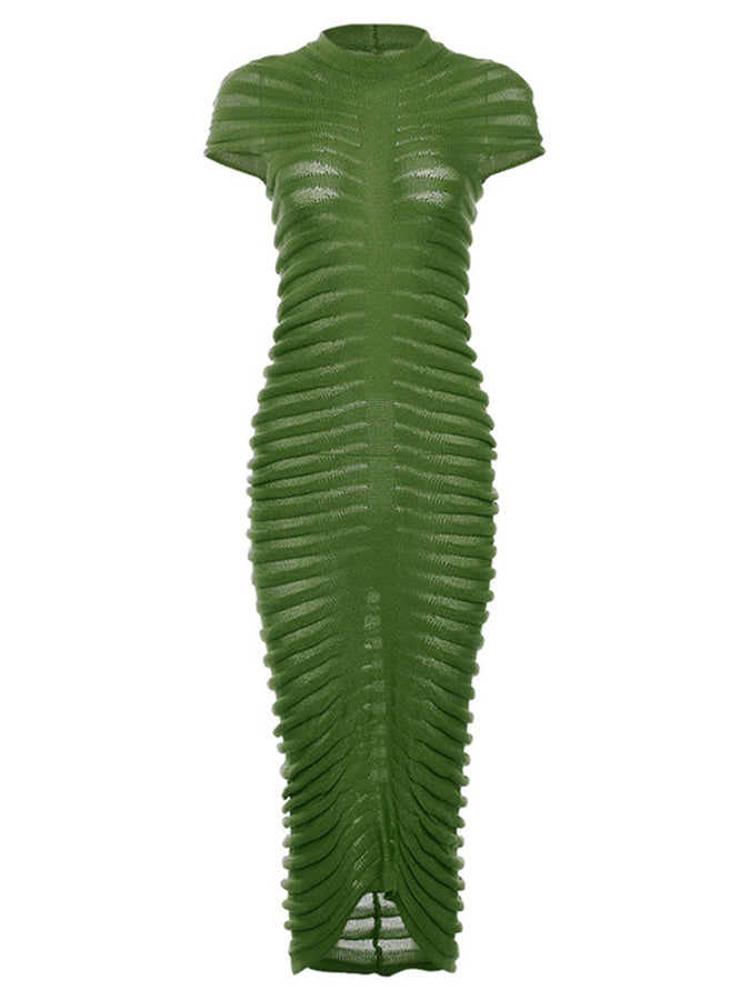 Short Sleeves Slim Knitted Maxi Dress