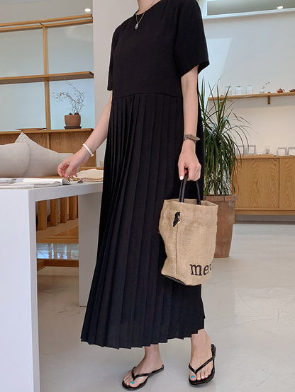 Urban Ruffled Split-joint High Waisted Short Sleeves Midi Dress