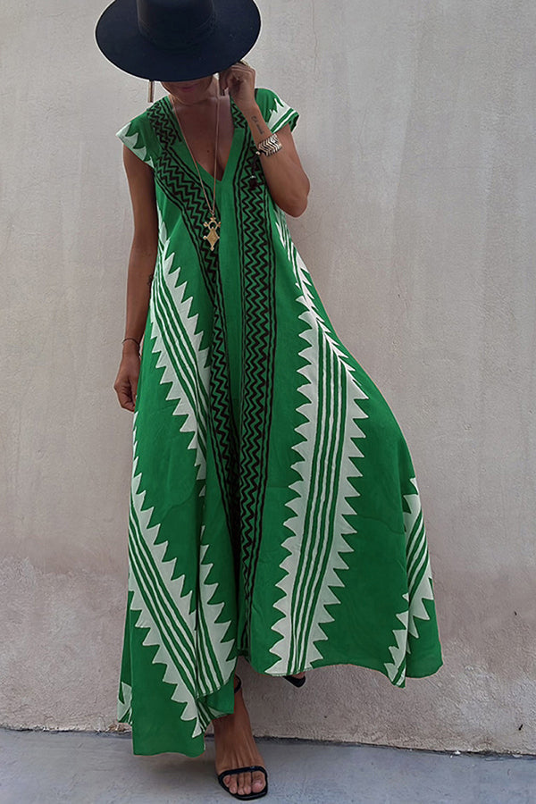 Beach Dates Print A-line Maxi Dress