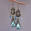 Dangling Blue Crystal Earrings