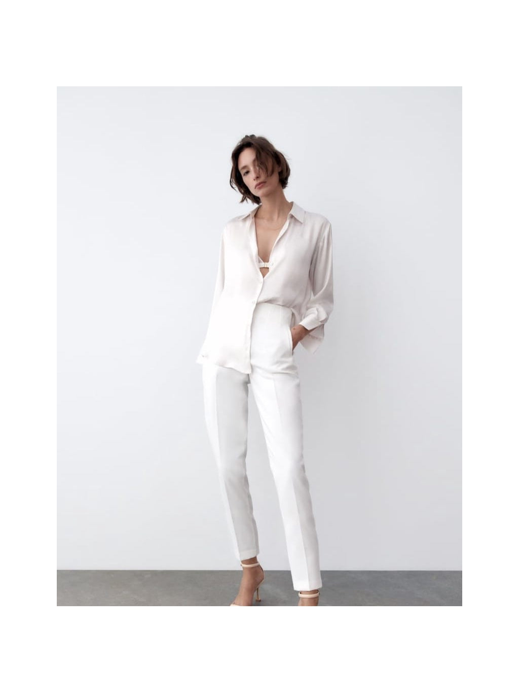 White High Waist Ankle Length Pants