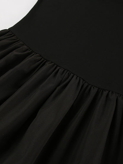 A-line Sleeveless Color Split-joint Round-neck Maxi Dresses
