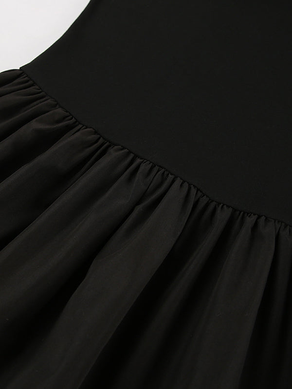 A-line Sleeveless Color Split-joint Round-neck Maxi Dresses