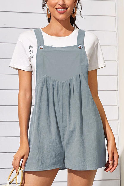 Cotton and Linen Loose One-piece Wide-leg Shorts