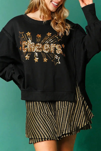 Christmas Sequin Round Neck Long Sleeve Sweatshirt