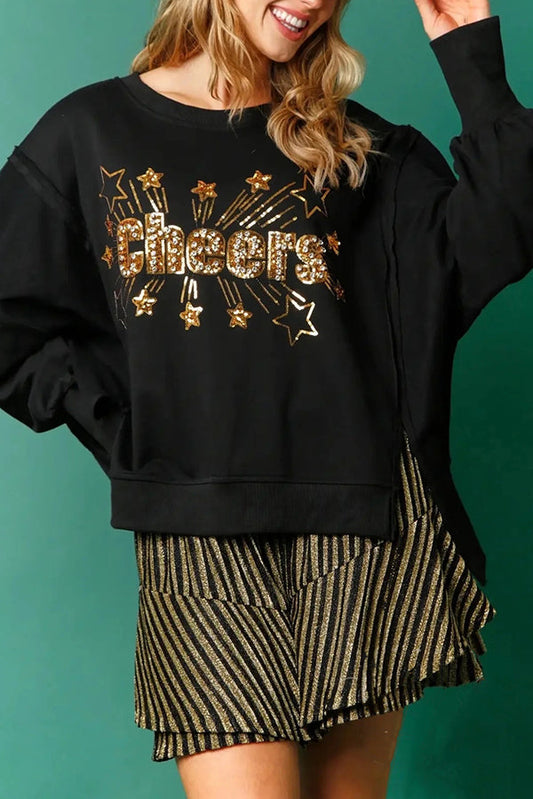 Christmas Sequin Round Neck Long Sleeve Sweatshirt