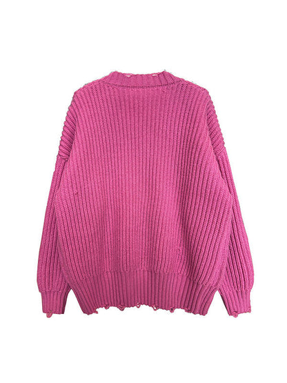 Urban Fuchsia V-neck Long Sleeve Knit Sweater An1046