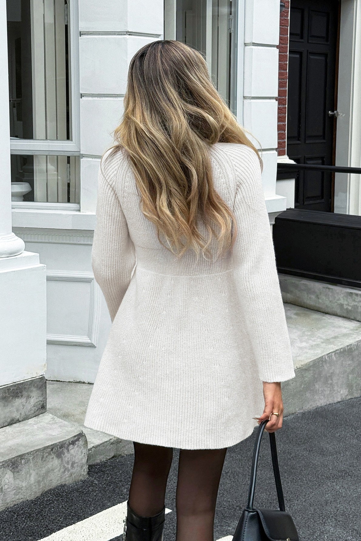 A-line Long Sleeve Sweater Dress