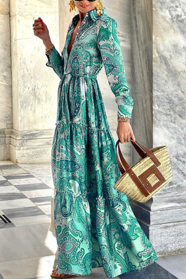 Gracefully Yours Paisley Shirt Maxi Dress