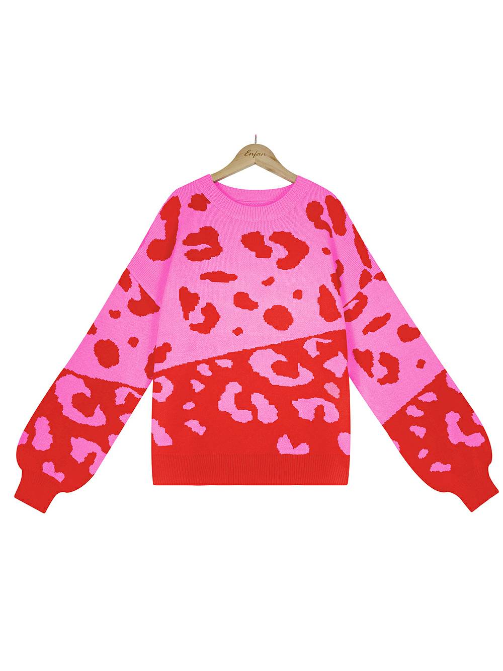 Leopard Round Neck Knit Sweater