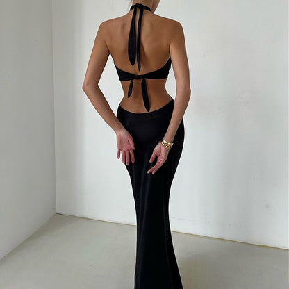 Halter Backless Holiday Maxi Dress