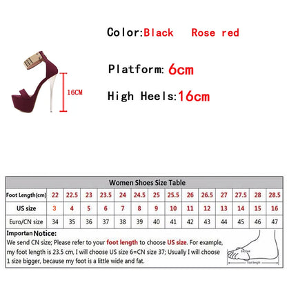 Liyke Metal Ankle Strap 16cm Platform High Heels Sandals for – Club Pole Dance Shoes
