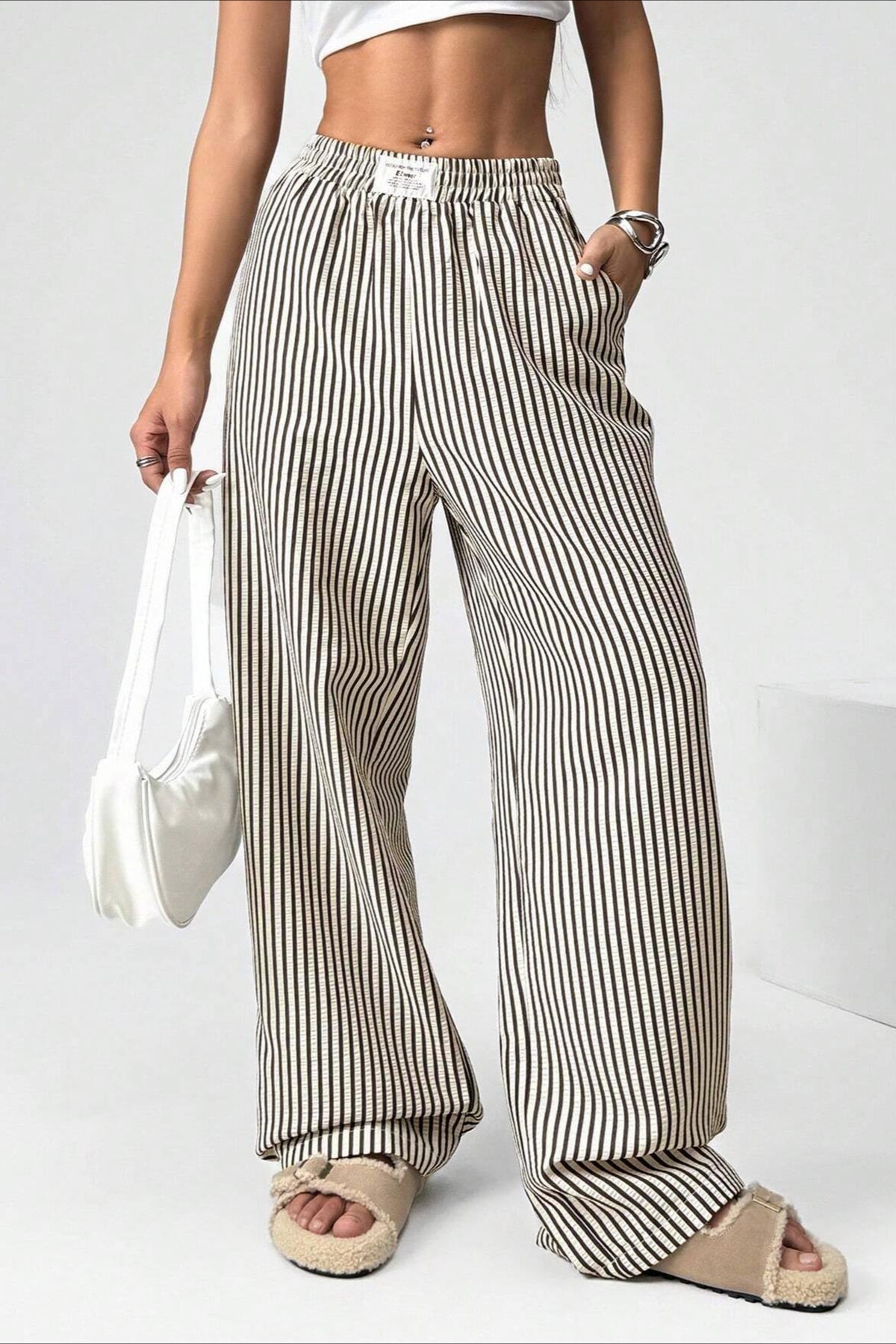 High Waist Striped Pants