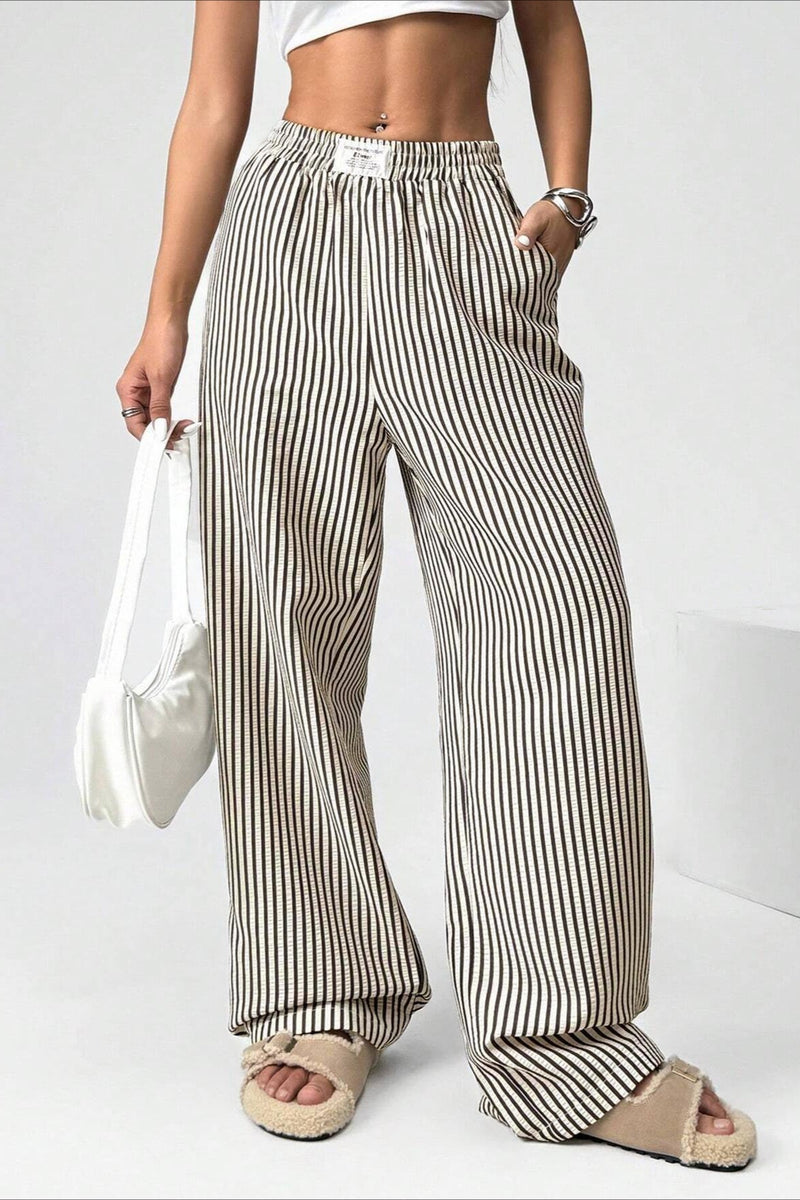 High Waist Striped Pants