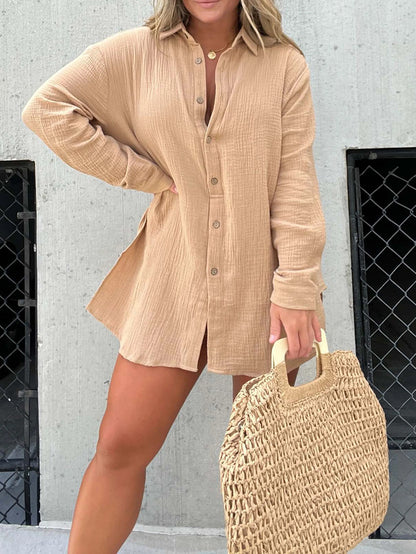 Long Sleeves Tunic Dress and Shorts Two Pieces Sets