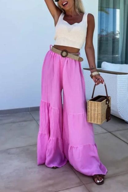 Elastic Pants High Waisted Flared Pants