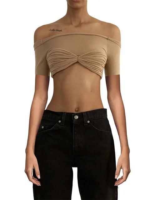 Short Sleeve Mesh Top Shirt for Off-shoulder See-through Knit Pullover Summer Sheer New T-shirt