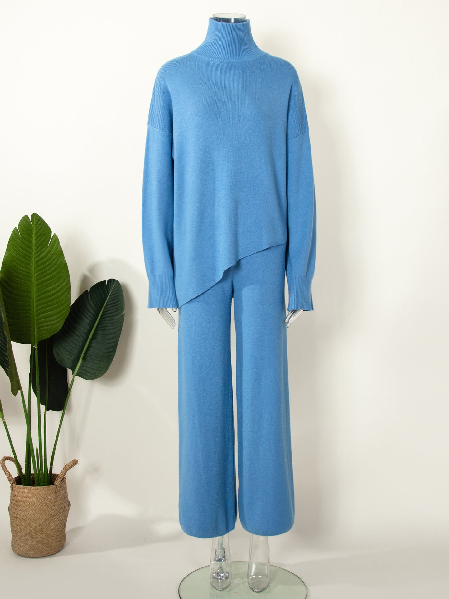 Knitted Long Sleeves Sweater and Pants Two Pieces Sets