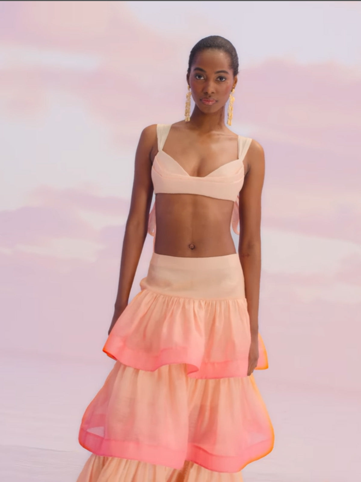 Bikini Top and Ombre Patchwork Cake Skirt