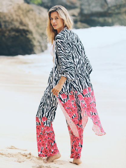 Holiday Printed Kimono and Pants Sets