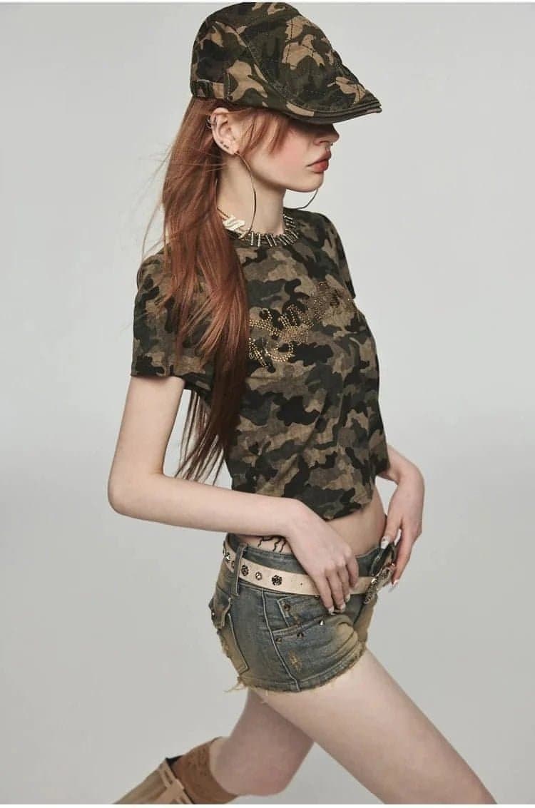 Low-waist Denim Washed Shorts