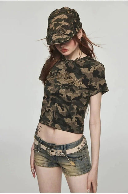 Low-waist Denim Washed Shorts