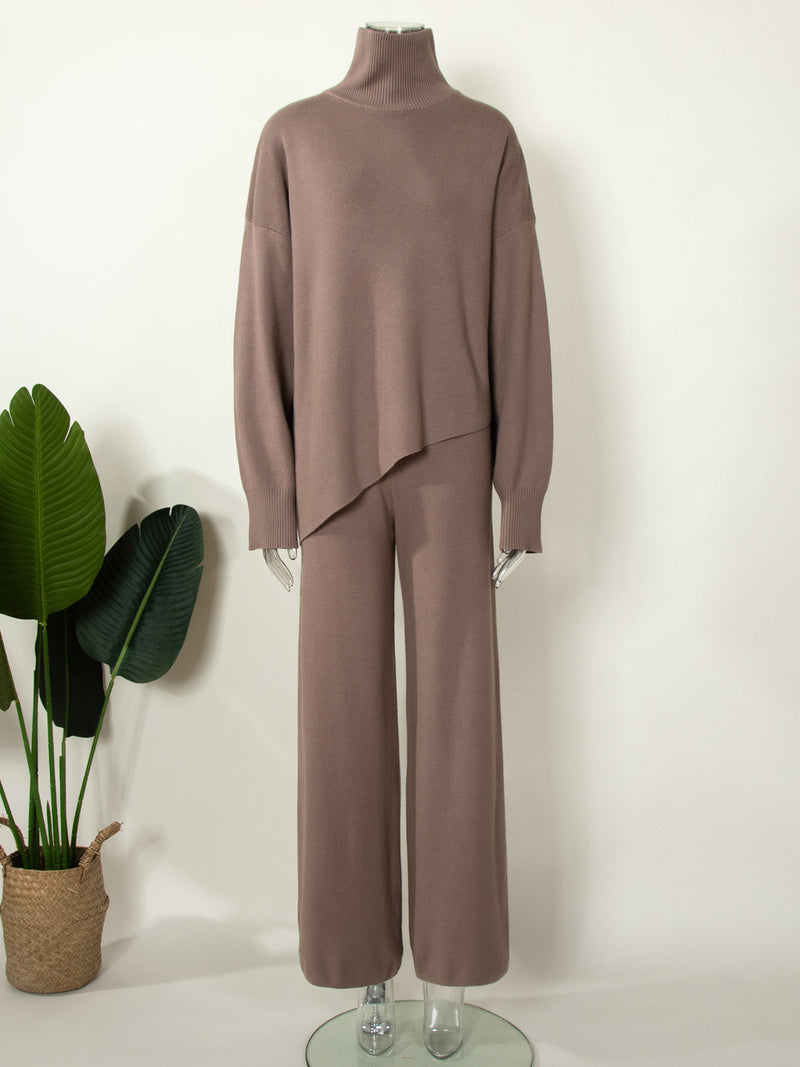 Knitted Long Sleeves Sweater and Pants Two Pieces Sets