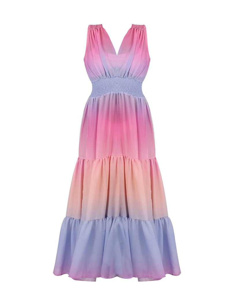 Gradient Color Bikini and Skirt