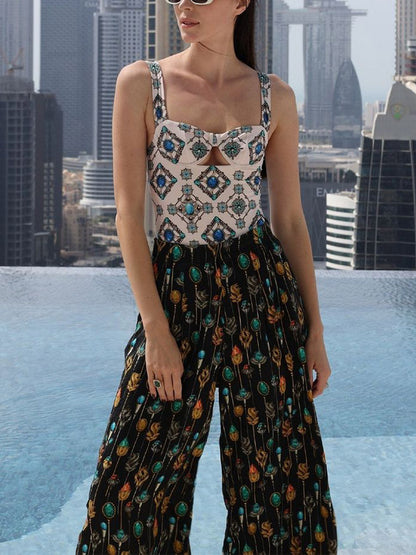Jewelry Printed Bikini and Skirt or Pants