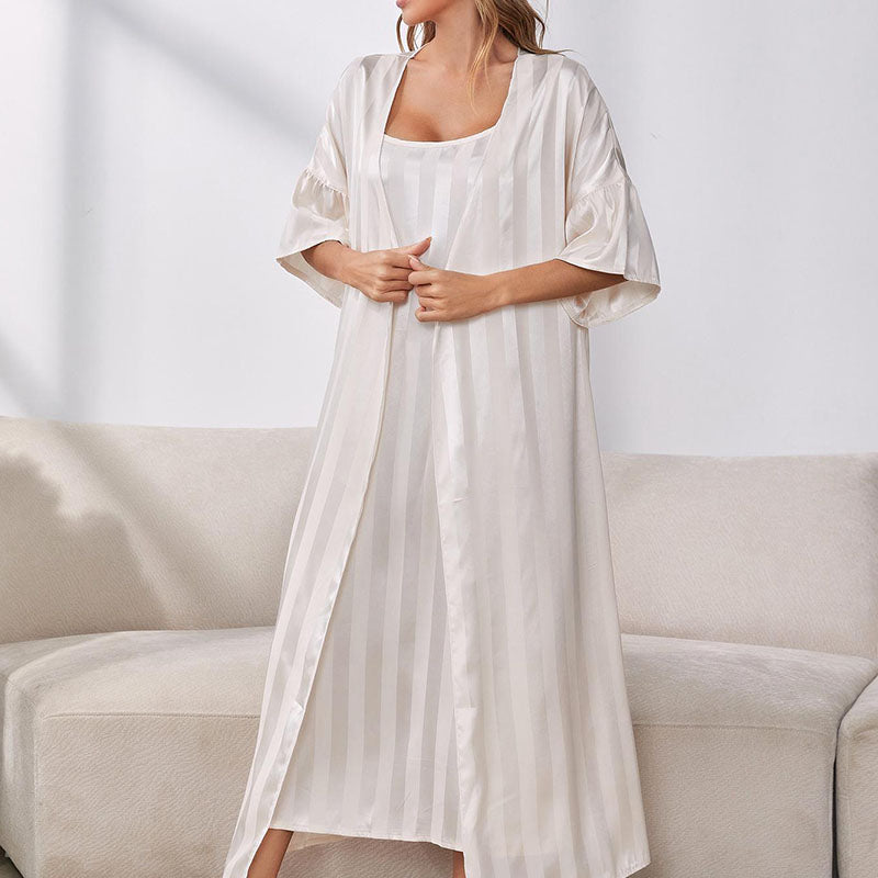 Two Pieces Dress and Cardigan Pajama Sets