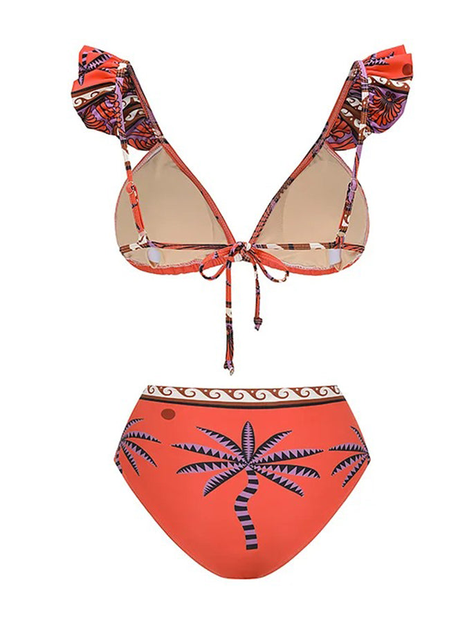 Off Shoulder Printed One Piece Swimsuit and Skirt
