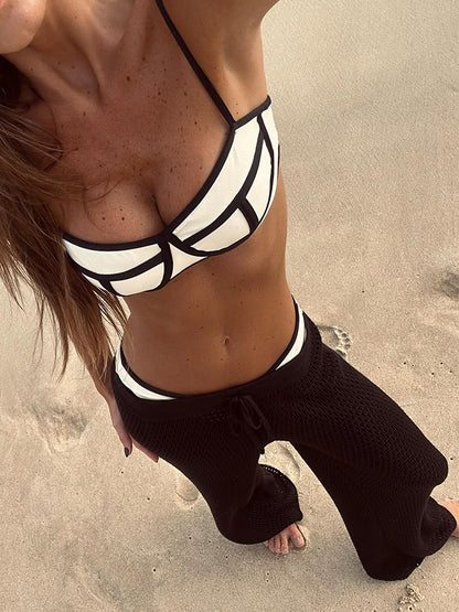 White Bikini and Crochet Pants