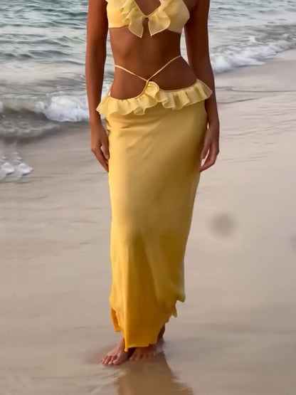 Ruffled Bikini Top and Skirt