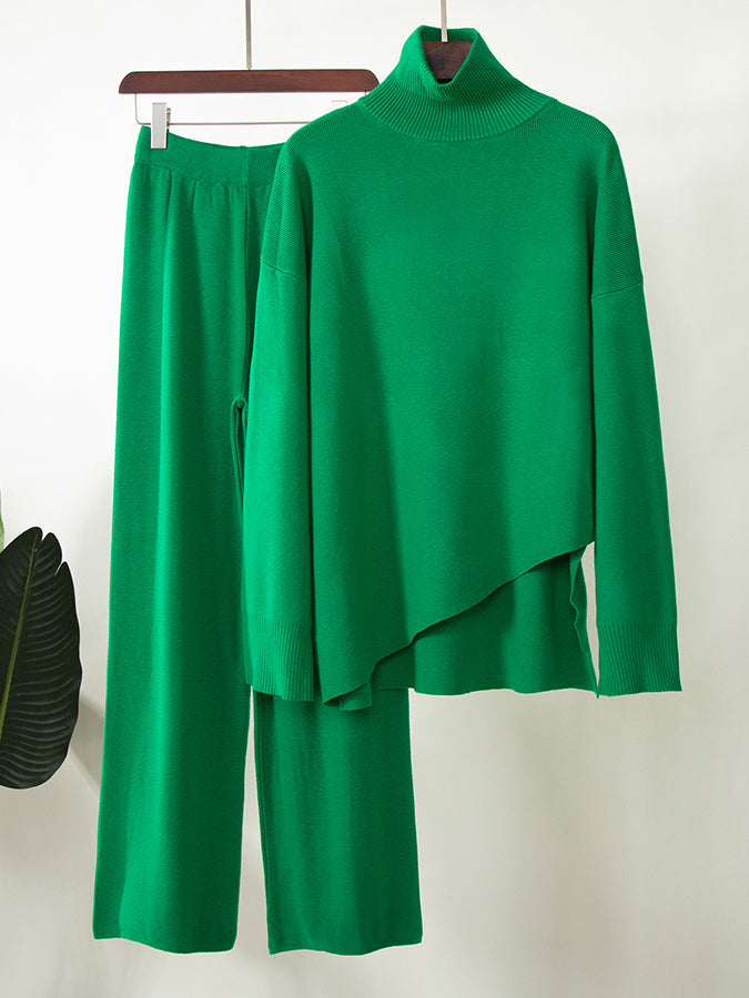 Knitted Long Sleeves Sweater and Pants Two Pieces Sets