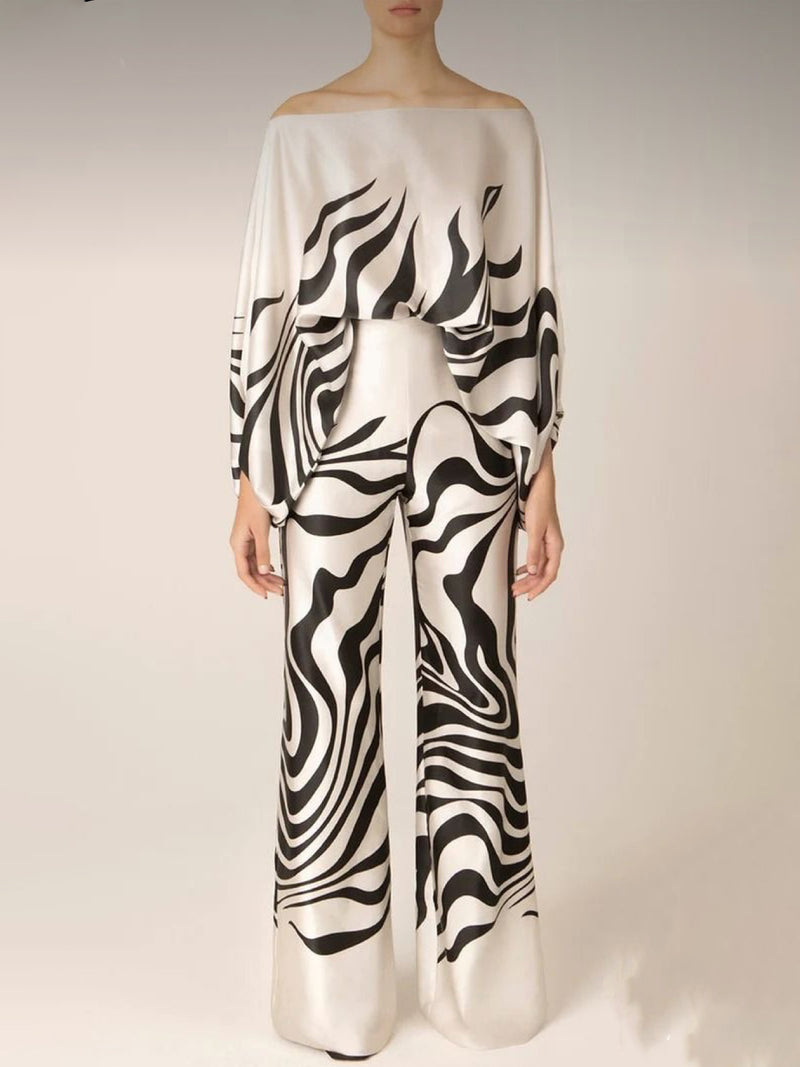Printed Shirt and Pants Two Piece Set
