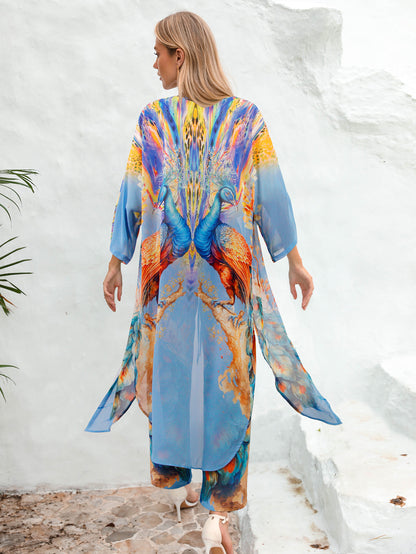 Holiday Printed Kimono and Pants Sets