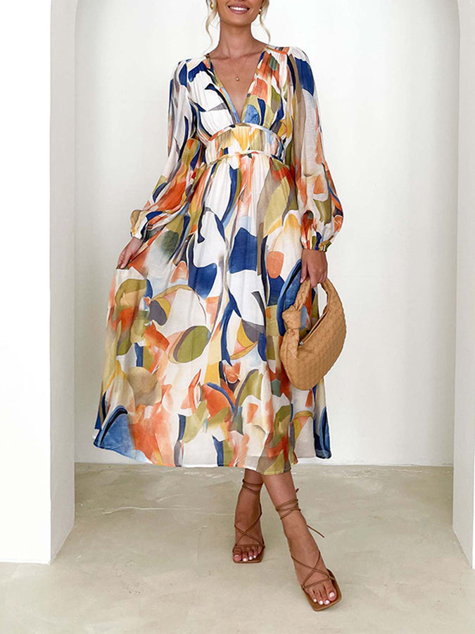 Lantern Sleeve Long Dress