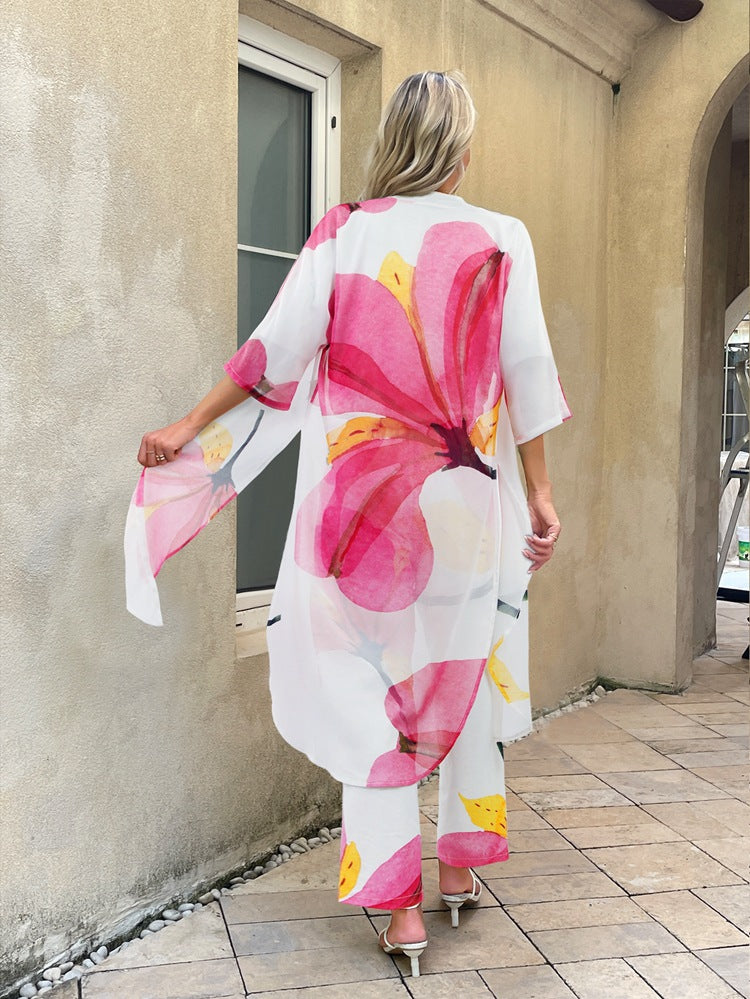 Holiday Printed Kimono and Pants Sets
