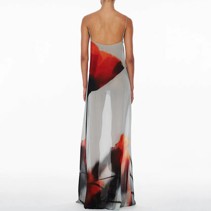 Printed Holiday Maxi Dress