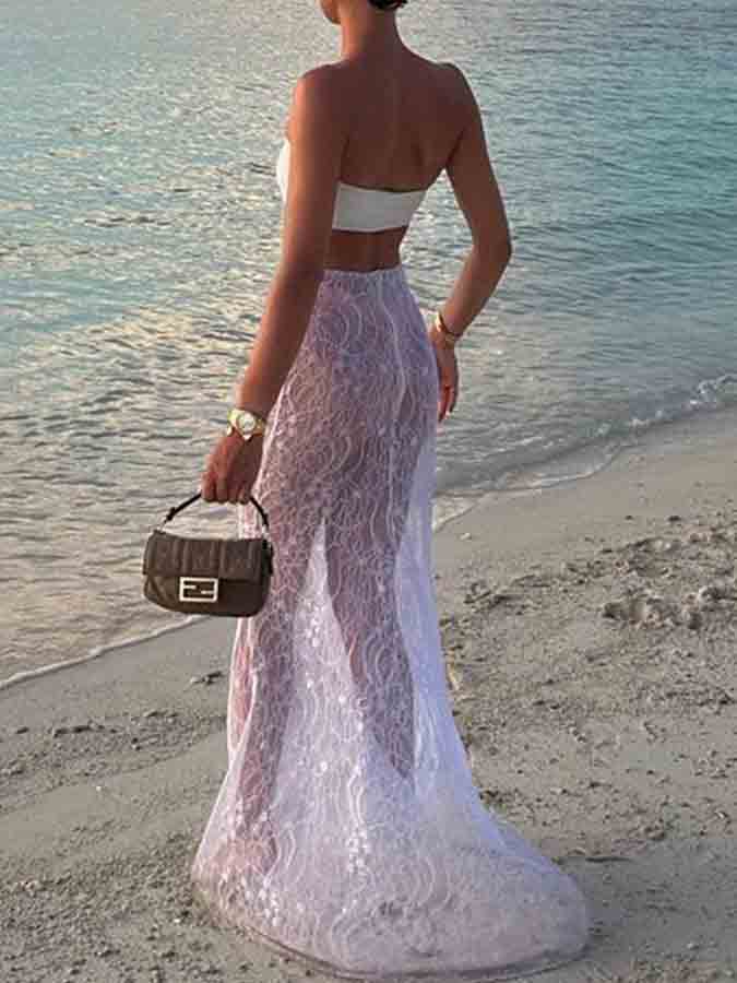 Lace See-through Mermaid Long Skirt