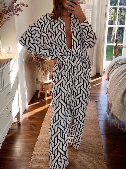 Long Sleeves Printed Shirt and Pants Sets