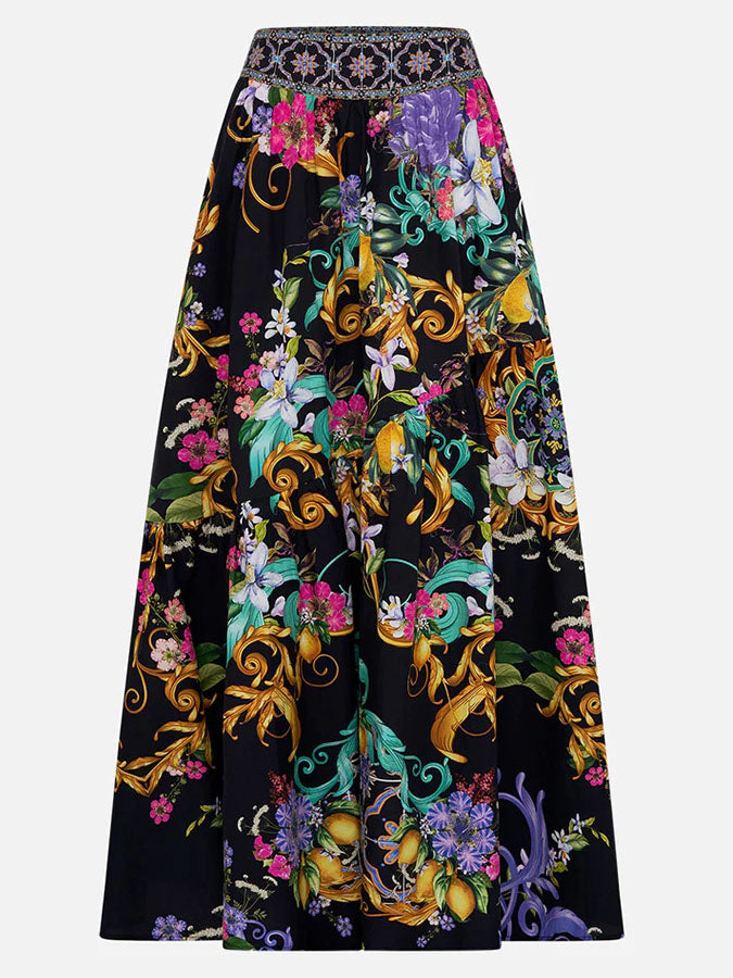Printed One Piece Swimsuit and Skirt
