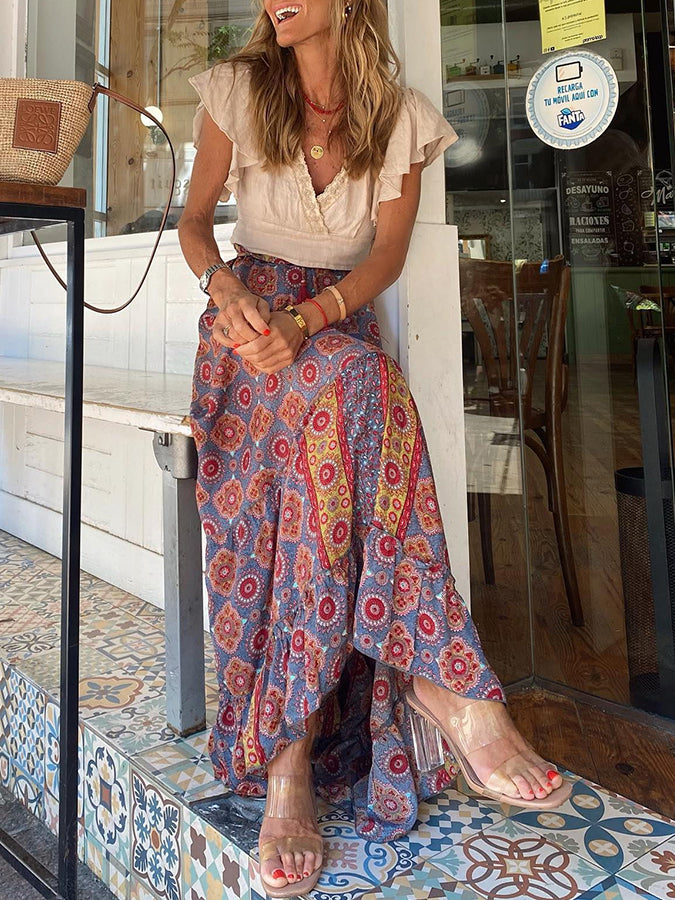 Printed Loose Holiday Swing Skirt