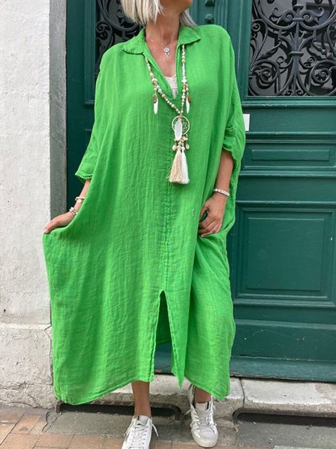 V Neck Half Sleeves Maxi Dress