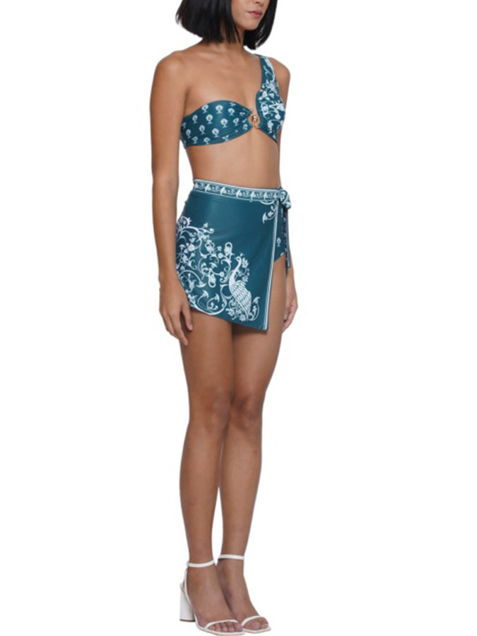 Printed One Shoulder Bikini and Mini Skirt